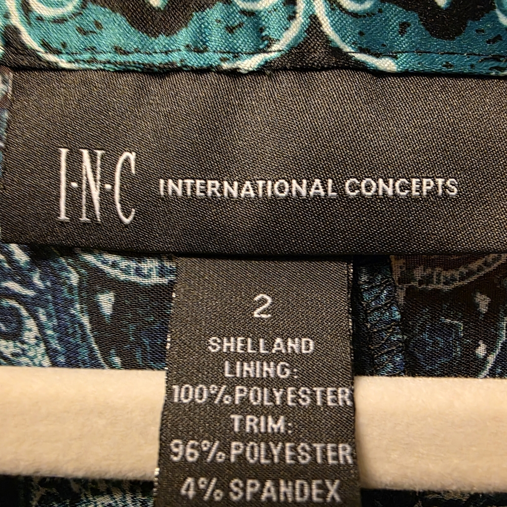 INC International Concepts Teal and Black Paisley Dress - Picture 2 of 2